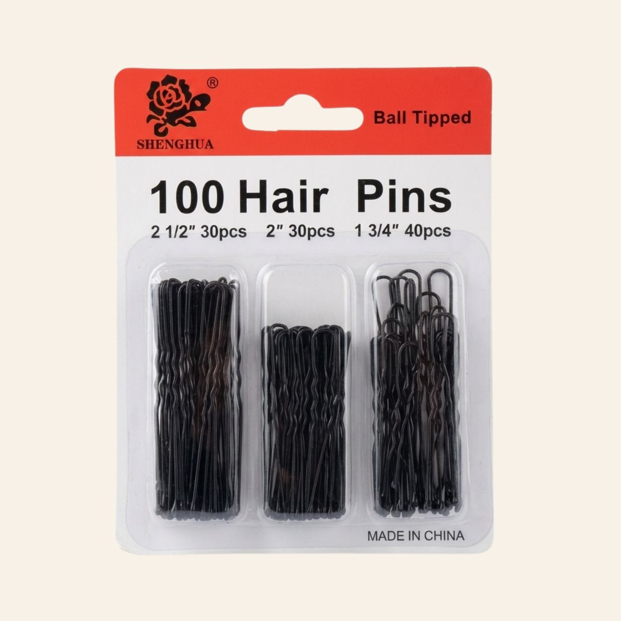 Black Bobby Pins and Hair Pins Set (100 Count) – Assorted Multi-Size Kit