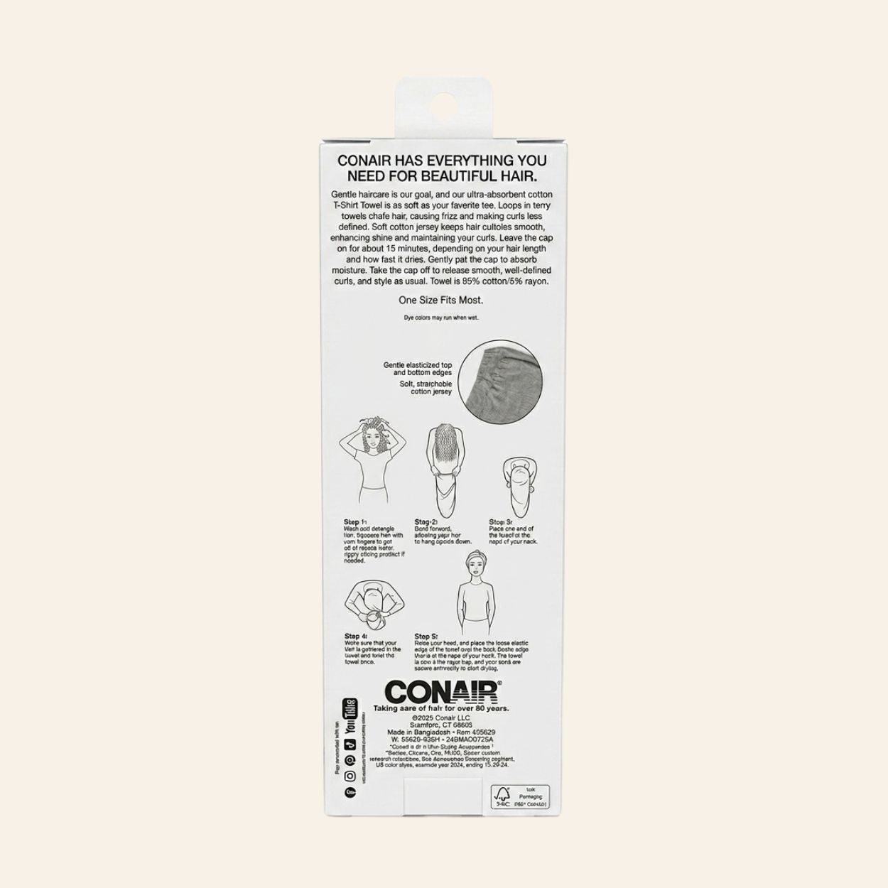Conair, Twist & Wrap T-Shirt Towel, 1 Towel