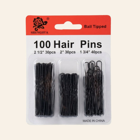 Black Bobby Pins and Hair Pins Set (100 Count) – Assorted Multi-Size Kit