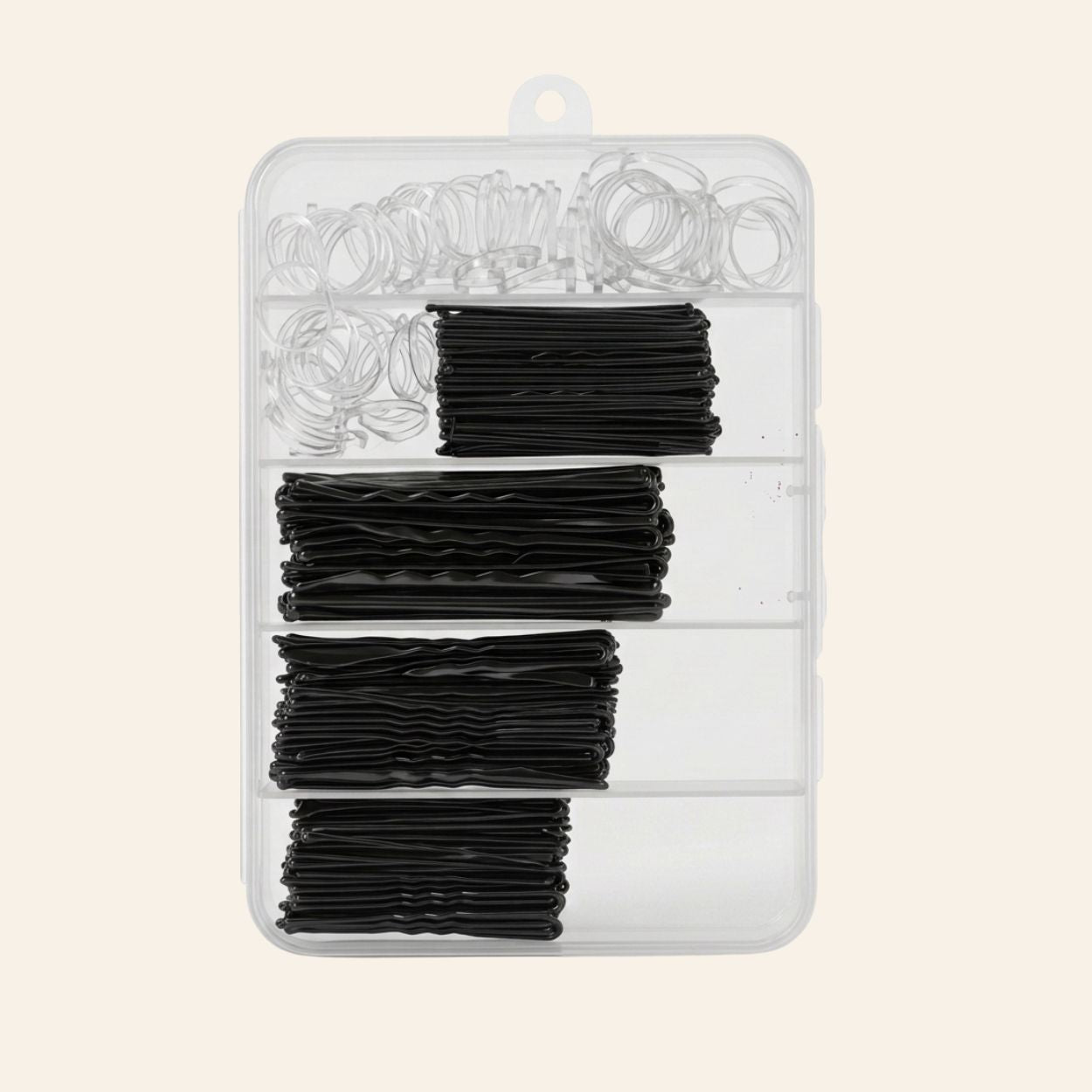 300pcs Metal Bobby Pins with Mini Rubber Hair Ties – Hair Styling Kit with Storage Box