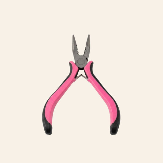 Hair Extension Plier, 3-Hole Pink Hair Extension Tools Mini Plier for Micro Link Nano Ring Extension